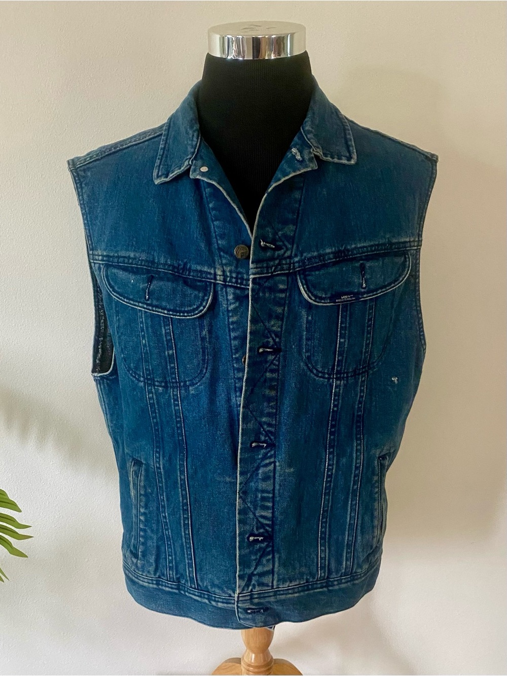 Vintage Lee Rough Riders Blanket Lined Denim Vest USA Cowboy Western Trucker L